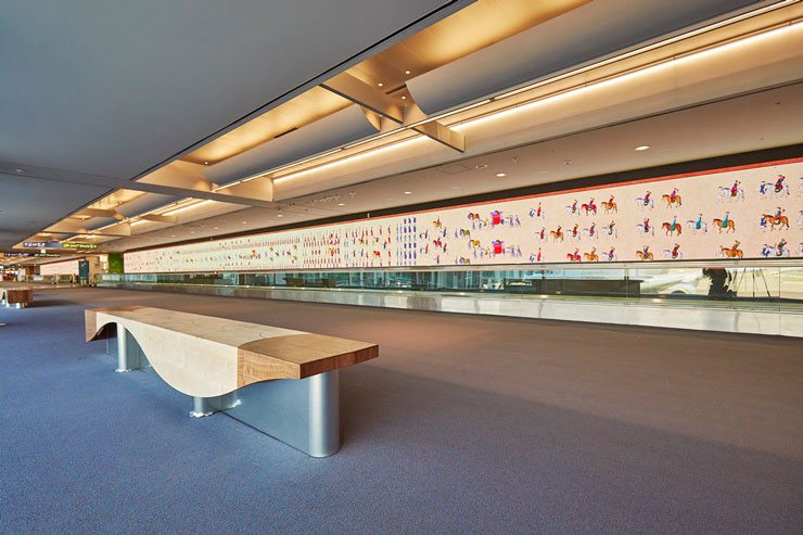 The bronze dragon benches and media art